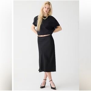 J. Crew Black Midi Slip Skirt